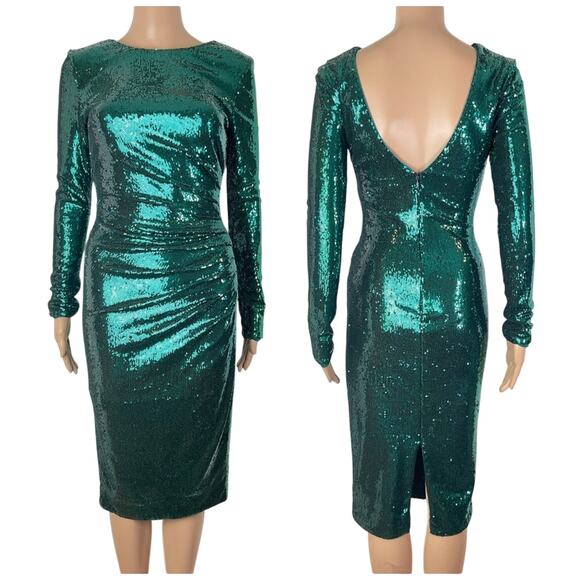 Dress the Population Emilia Sequin Stretch Emerald Green Party Formal Dress - Picture 1 of 13